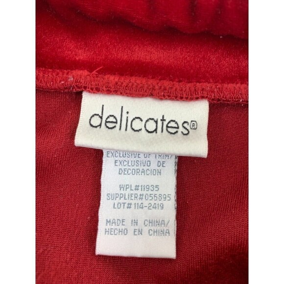 Delicates Red Velour Robe Zip Lounger Long Embroidered Vintage Womens Medium - Picture 9 of 16